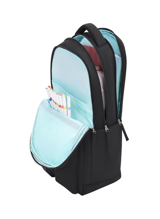 جيني حقيبة ظهر مدرسية للبنات من جيني للشعر | 17 بوصة - 27 لترًا بثلاثة أقسام، خفيفة الوزن مع أكتاف مبطنة | مثالية للكتب، زجاجات المياه، الأدوات المكتبية، علبة الغداء، والأغراض الأساسية - أسود - Image 5